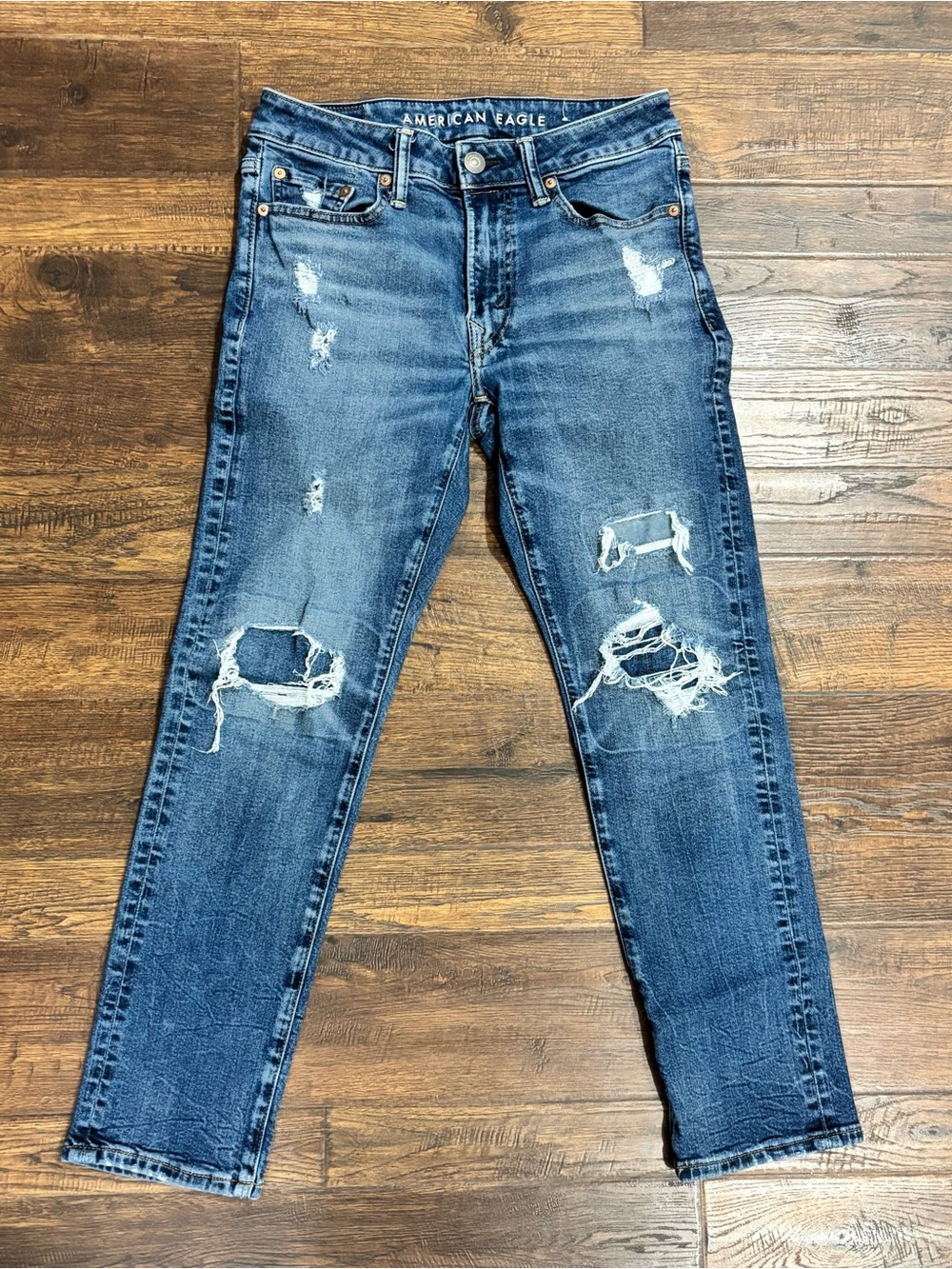 American Eagle Outfitters Men's Skinny Distressed Blue Jeans 28x28